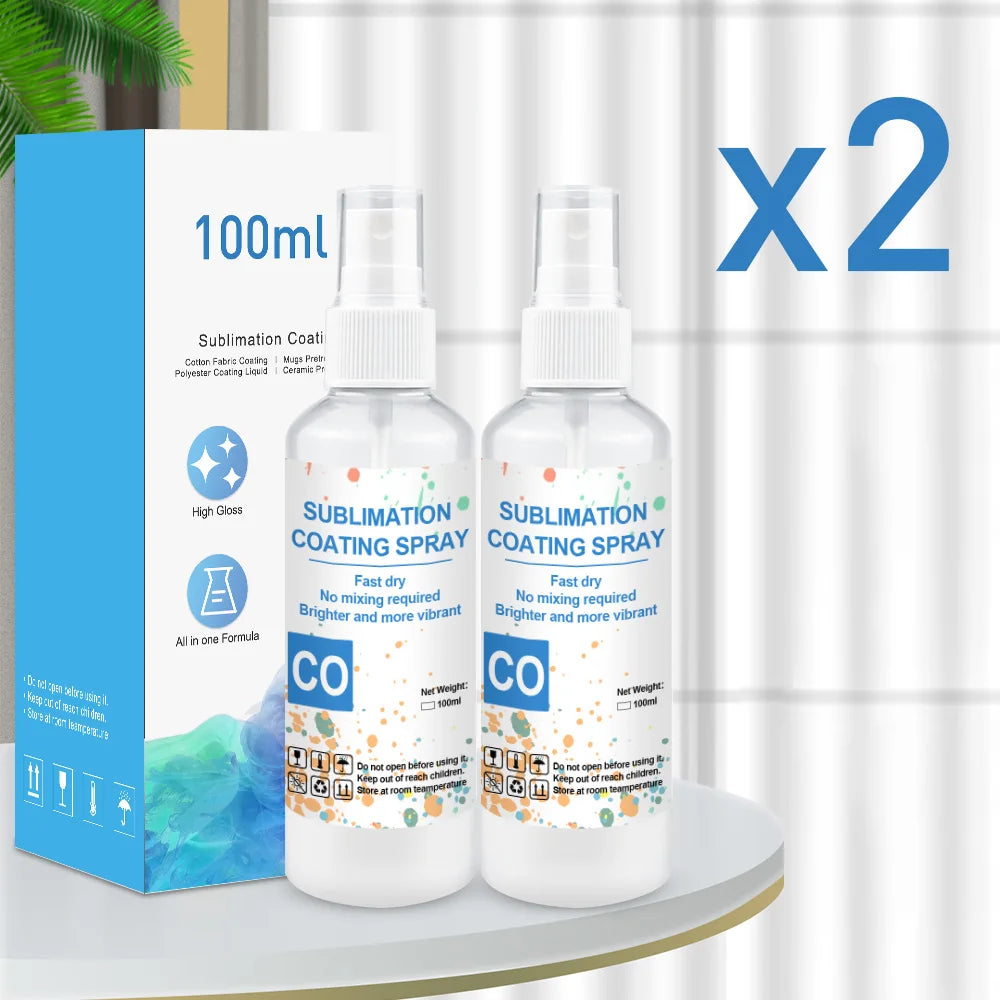 Sublimation Coating Spray (100ml) For Cotton Fabric T-shirt Mug Cap Glass Ceramic Wood Metal Sublimation Ink Pretreatment Liquid