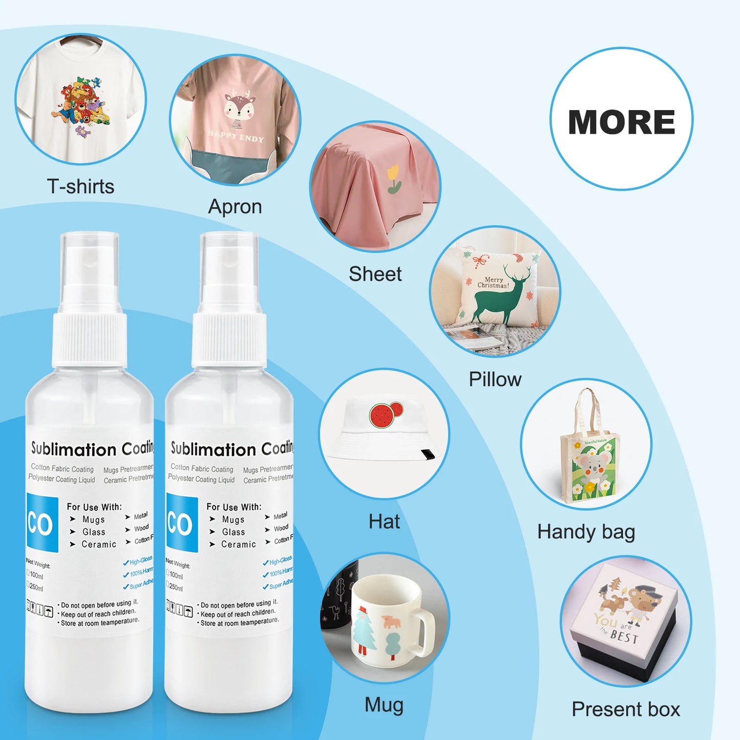 Sublimation Coating Spray (100ml) For Cotton Fabric T-shirt Mug Cap Glass Ceramic Wood Metal Sublimation Ink Pretreatment Liquid