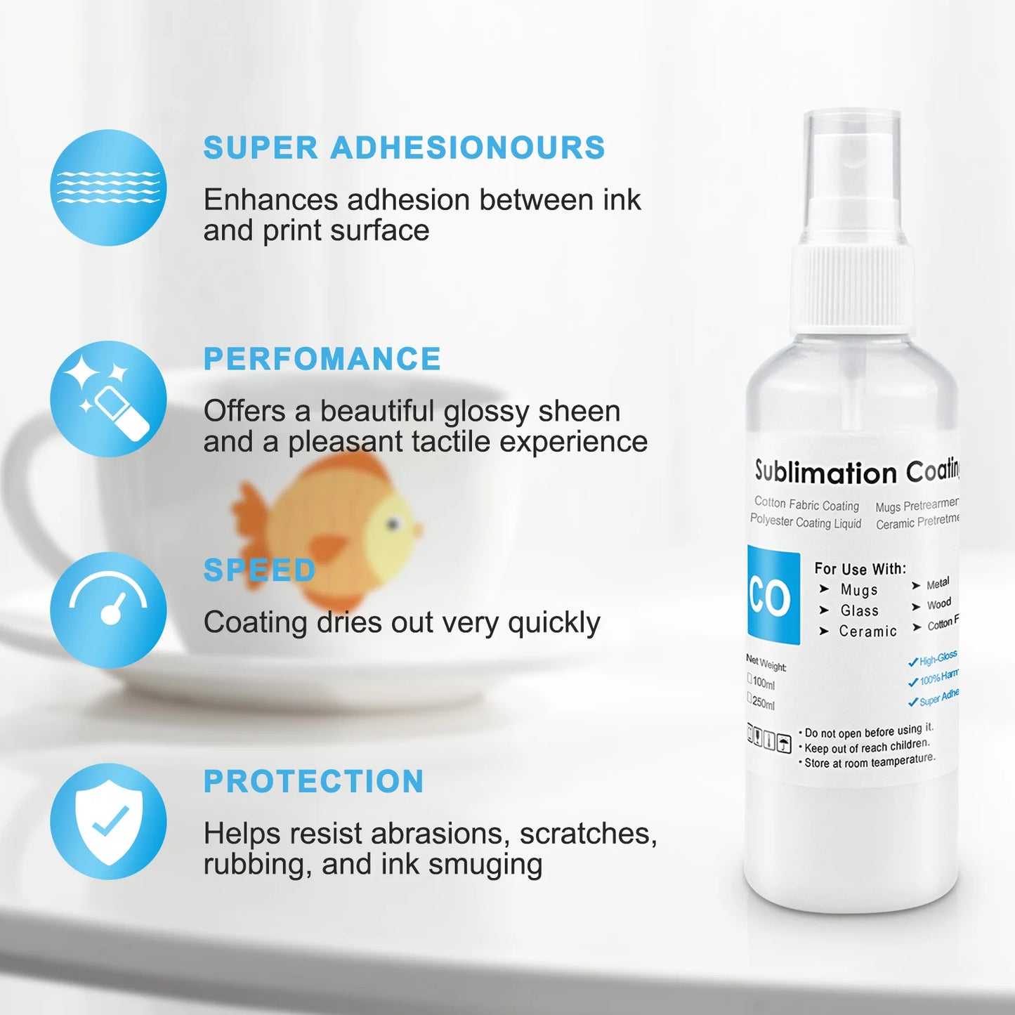 Sublimation Coating Spray (100ml) For Cotton Fabric T-shirt Mug Cap Glass Ceramic Wood Metal Sublimation Ink Pretreatment Liquid