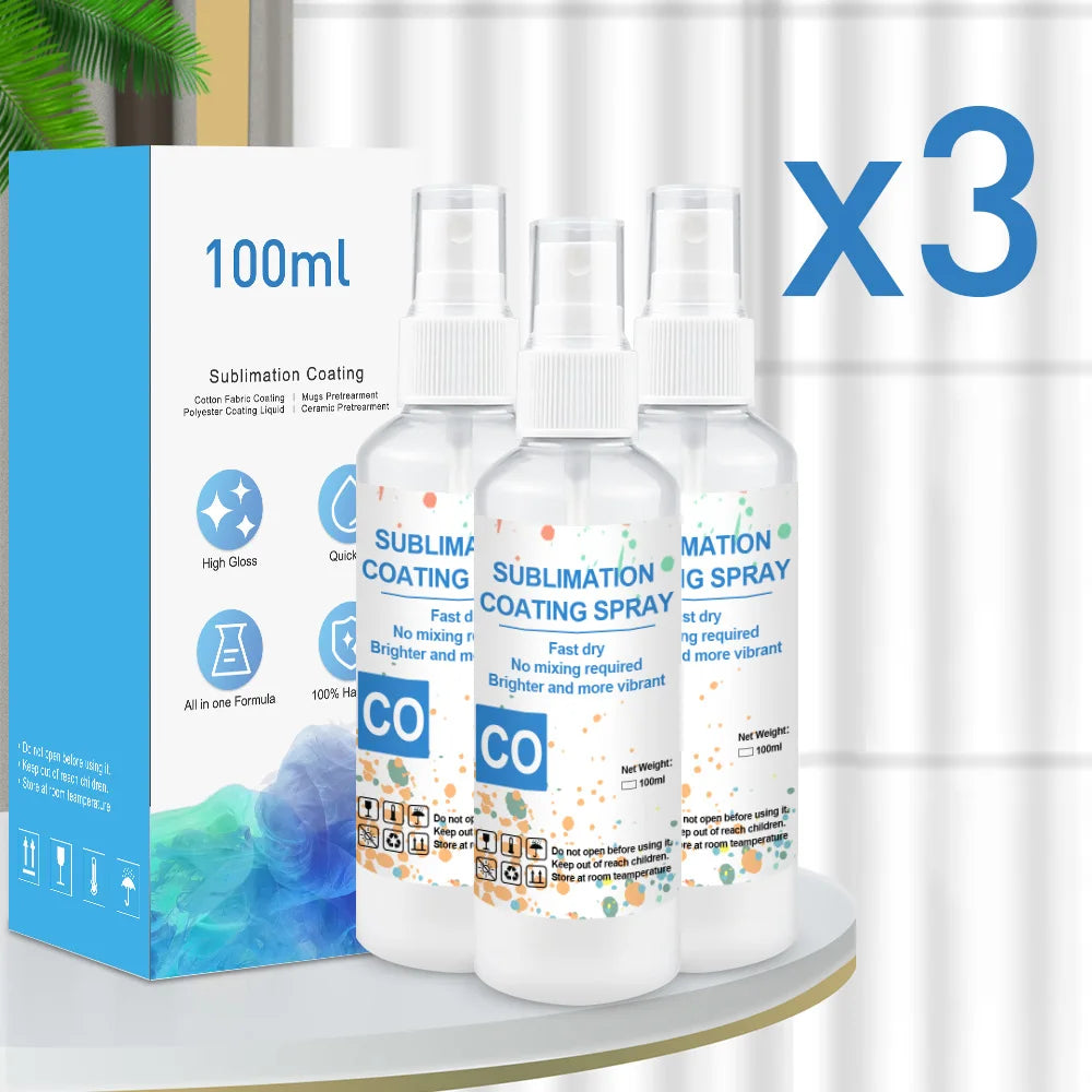 Sublimation Coating Spray (100ml) For Cotton Fabric T-shirt Mug Cap Glass Ceramic Wood Metal Sublimation Ink Pretreatment Liquid