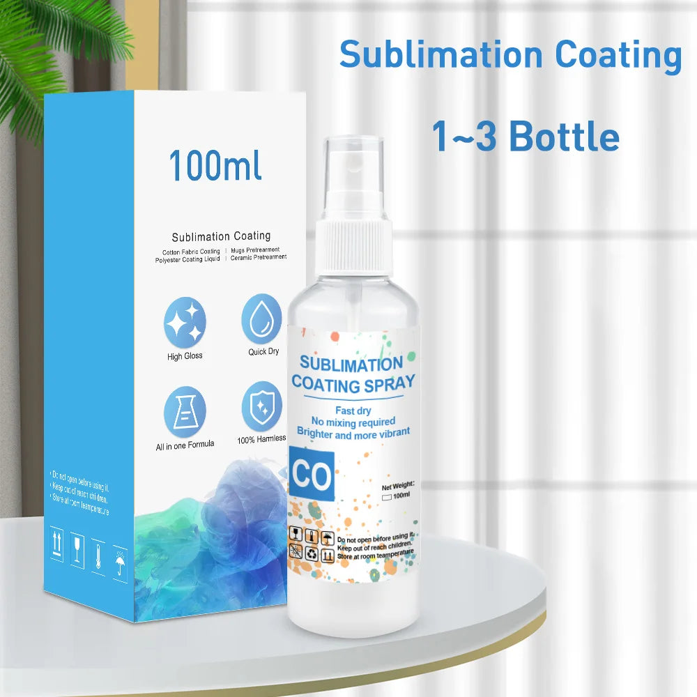 Sublimation Coating Spray (100ml) For Cotton Fabric T-shirt Mug Cap Glass Ceramic Wood Metal Sublimation Ink Pretreatment Liquid