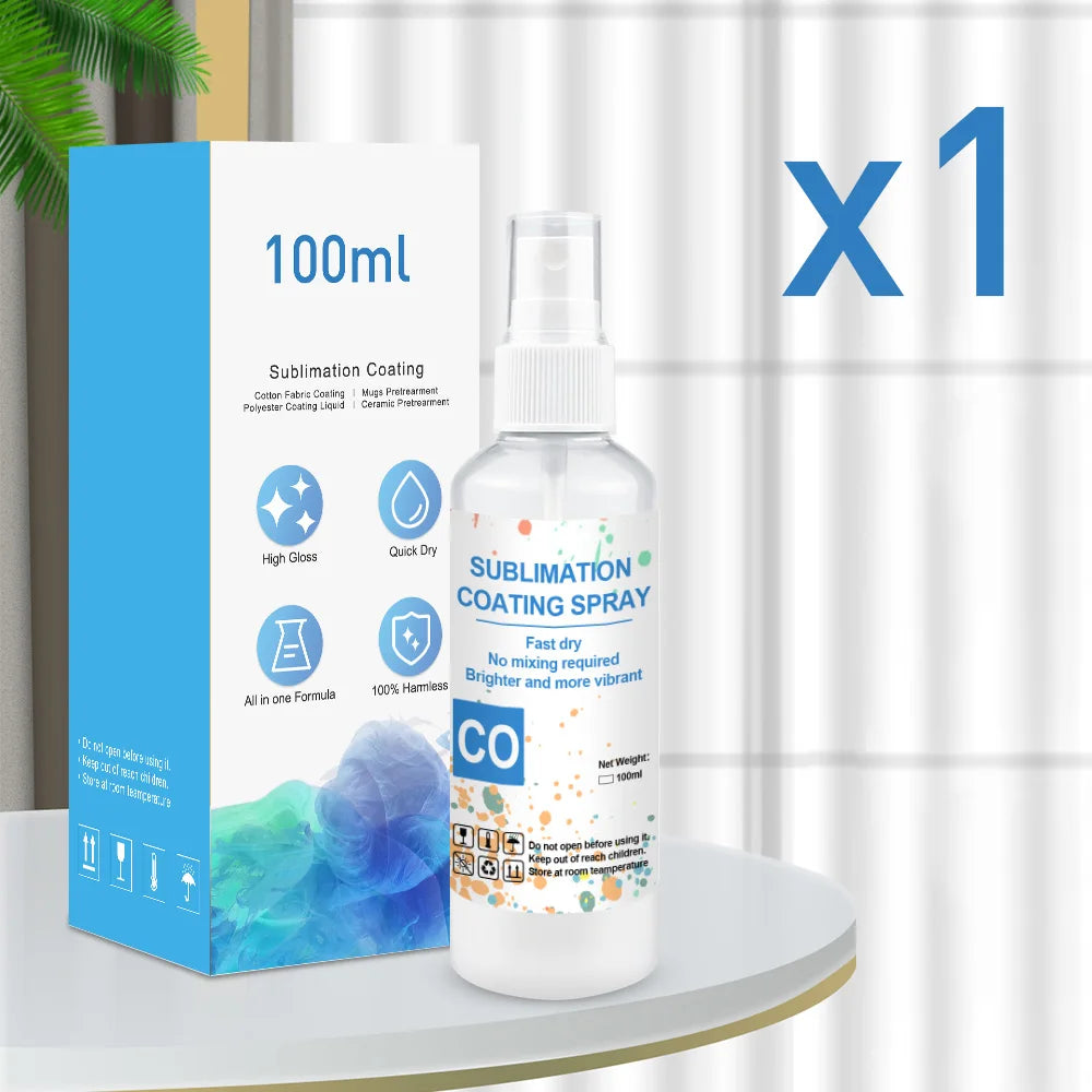 Sublimation Coating Spray (100ml) For Cotton Fabric T-shirt Mug Cap Glass Ceramic Wood Metal Sublimation Ink Pretreatment Liquid