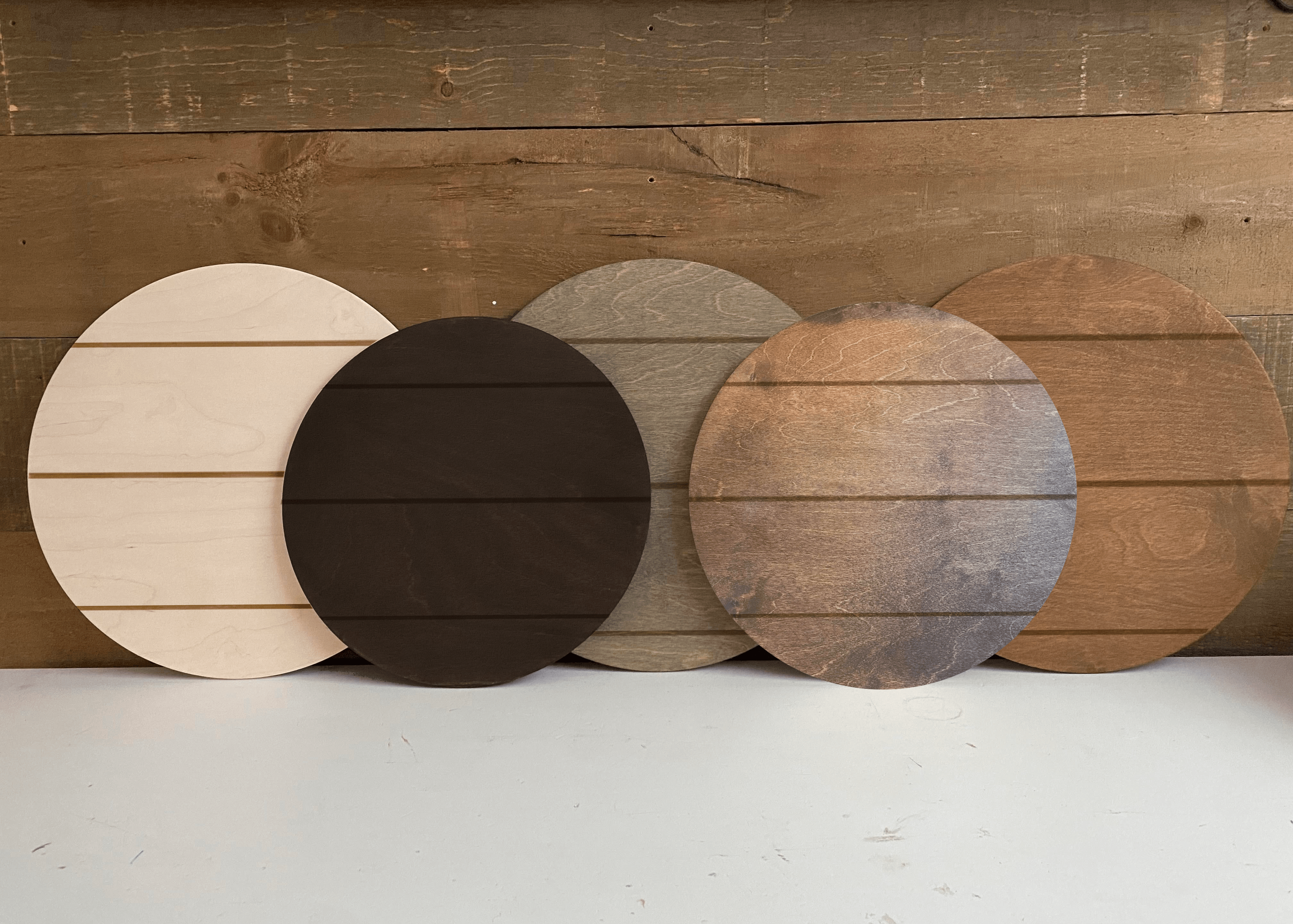 Pre-Stained Shiplap Wood Round - Blank Supply